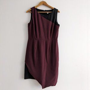 New York & Co Asymmetric Maroon and Black Dress 12